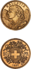 Pièce d'or  Vreneli 20fr