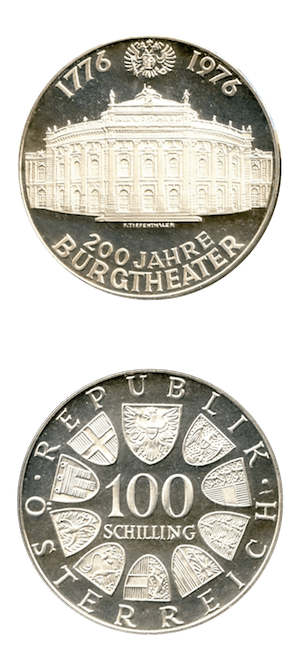 SCHILLING 100 Burgtheater 1991 Argent 90%