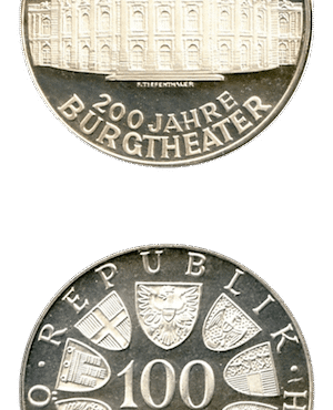 SCHILLING 100 Burgtheater 1976 Argent 92.5%